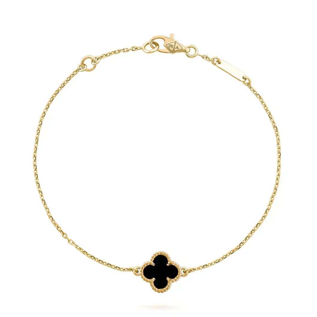 [Moco]CLOVER ONYX EINZELNE BLUME ARMBAND