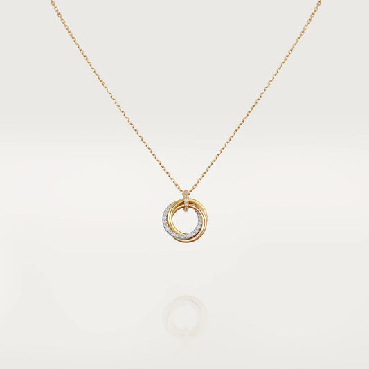 [Moco]TRINITY NECKLACE SILVER GOLD PINK GOLD DIAMONDS