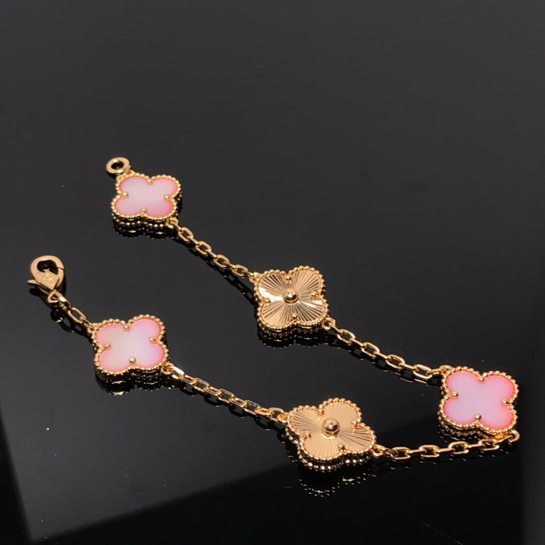 [Moco]CLOVER ARMBAND 5 MOTIV ROSA UND ROSA GOLD