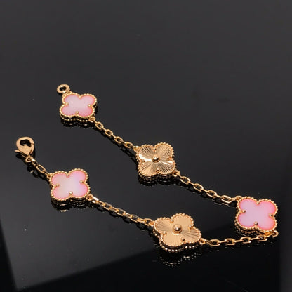 [Moco]CLOVER ARMBAND 5 MOTIV ROSA UND ROSA GOLD