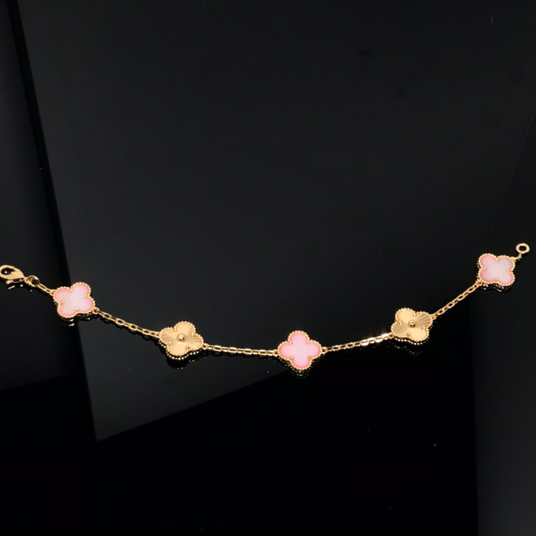 [Moco]CLOVER ARMBAND 5 MOTIV ROSA UND ROSA GOLD