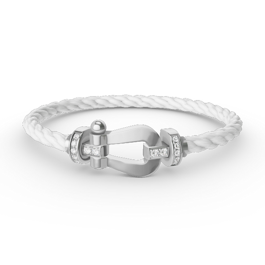 [Moco]FORCE LARGE HORSESHOE HALF DIAMOND BRACELET SILVER