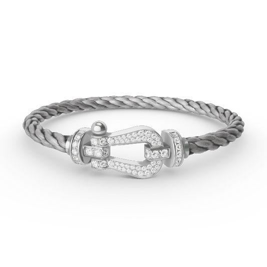 [Moco]FORCE LARGE HORSESHOE FULL DIAMOND BRACELET SILVER