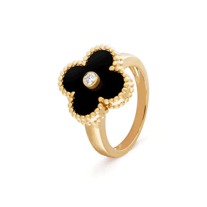 [Moco] KLEEBLATT ONYX RING GOLD DIAMANT