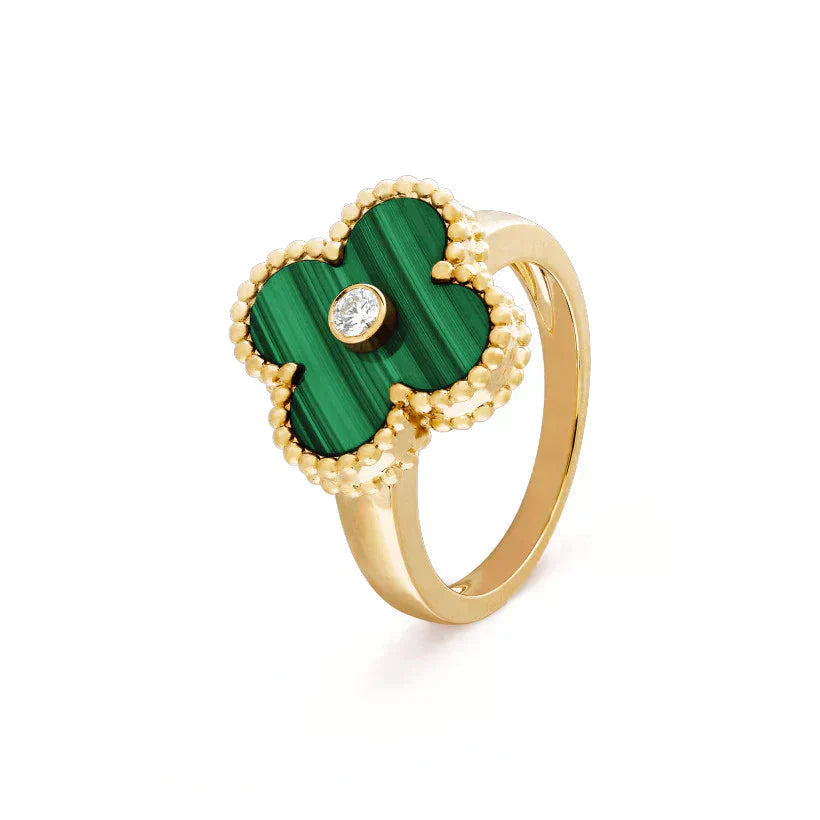 [Moco]CLOVER MALACHIT RING GOLD DIAMANT